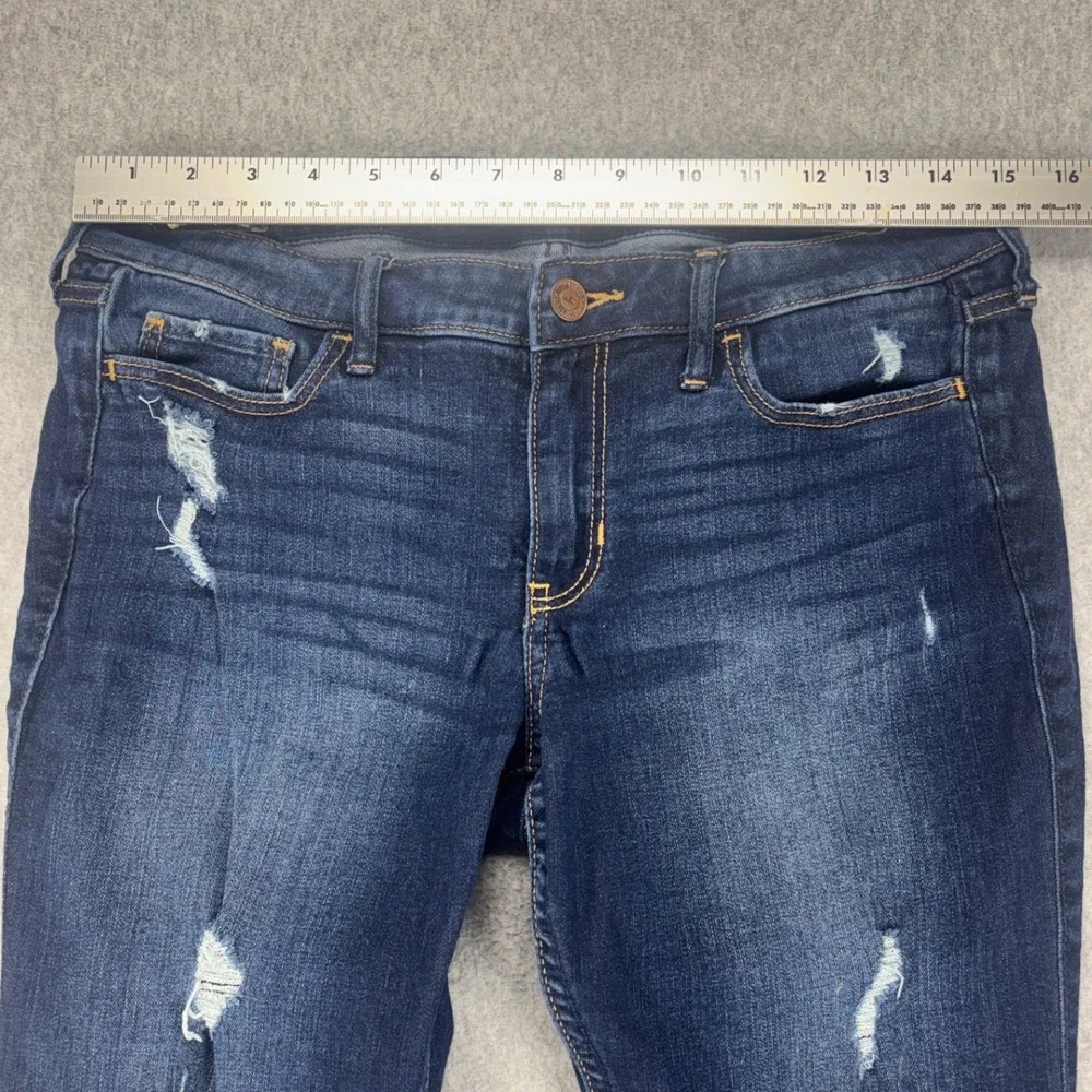 Hollister Womens 7S 28x28 Low Rise Super Skinny Jeans Dark Wash Distressed Y2K